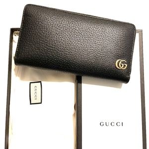 Authentic Gucci GG Marmont leather zip around wallet